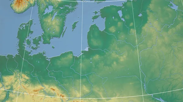 Lithuania Neighborhood Distant Perspective Outline Topographic Relief Map — Stock Photo, Image