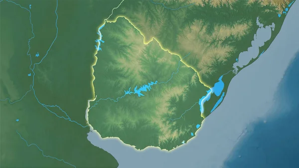 Zone Uruguay Sur Carte Topographique Relief Dans Projection Stéréographique Composition — Photo
