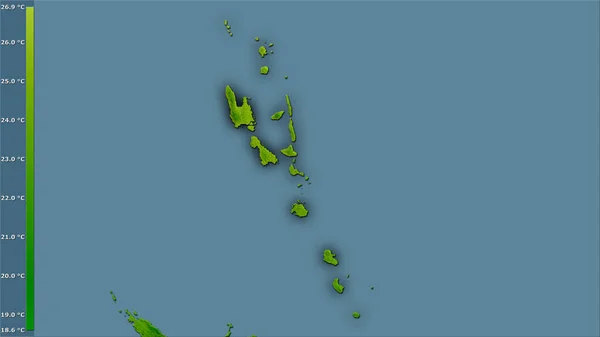 Середньорічна Температура Районі Вануату Стереографічній Проекції Легендою Сирою Композицією Растрових — стокове фото