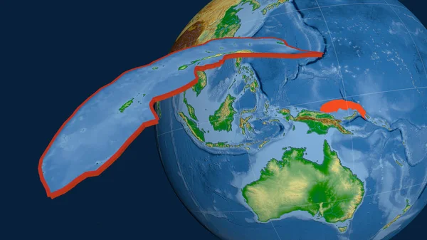 Тектоническая Плита Северного Бисмарка Экструдирована Представлена Земном Шаре Цветная Физическая — стоковое фото