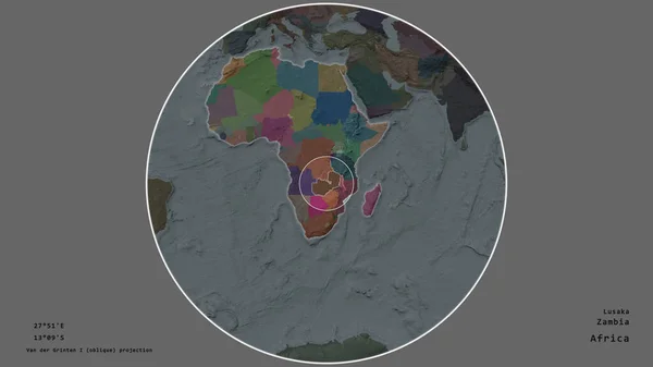 Bereich Von Sambia Mit Einem Kreis Auf Der Großformatigen Landkarte — Stockfoto
