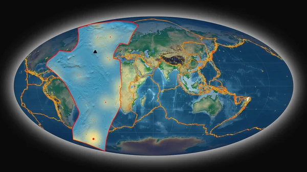 Placa Tectônica Niuafou Extrudado Apresentado Contra Mapa Físico Cor Global — Fotografia de Stock