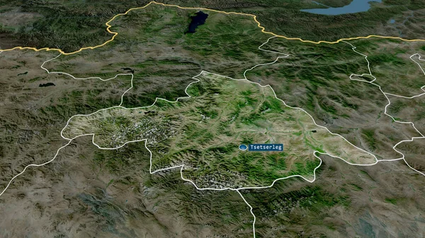 Arhangay Provinsen Mongoliet Zoomas Och Markeras Med Kapital Satellitbilder Rendering — Stockfoto