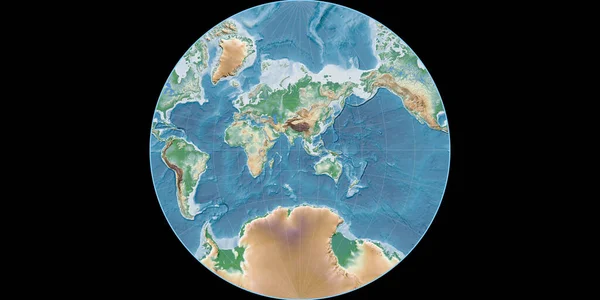 Světová Mapa Lambertově Lagrangeově Projekci Soustřeďuje Východní Délky Barevné Stínítko — Stock fotografie