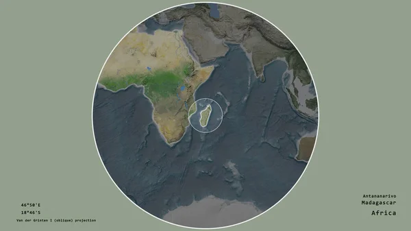 Gebiet Von Madagaskar Mit Einem Kreis Auf Der Großformatigen Landkarte — Stockfoto