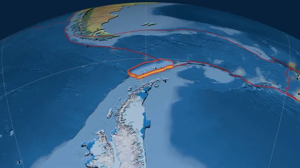 Shetland Tektoniska Plattan Sprutade Jordklotet Naturlig Jordisk Topografisk Karta Rendering — Stockfoto