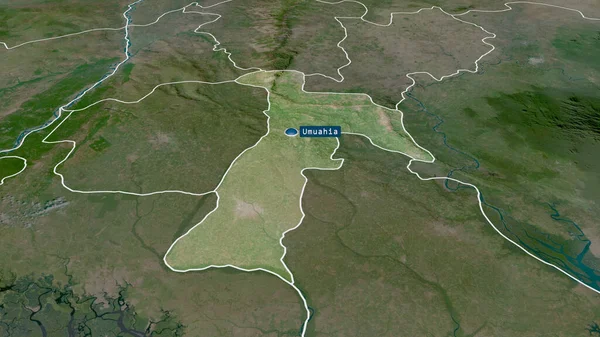 Abia Staten Nigeria Zoomas Och Betonas Med Kapital Satellitbilder Rendering — Stockfoto