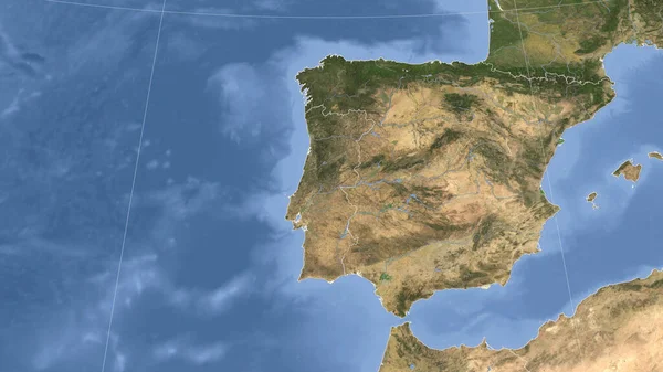 Portugalsko Jeho Okolí Vzdálená Šikmá Perspektiva Žádný Obrys Satelitní Snímky — Stock fotografie