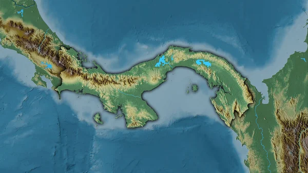 Περιοχή Του Παναμά Στον Τοπογραφικό Ανάγλυφο Χάρτη Στην Στερεογραφική Προβολή — Φωτογραφία Αρχείου