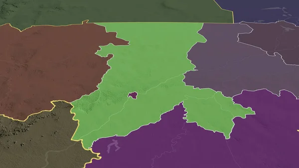 Куликоро Регион Мали Увеличенный Выделенный Цветная Карта Административного Деления Рендеринг — стоковое фото