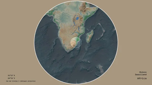 Zona Suazilandia Marcada Con Círculo Mapa Gran Escala Del Continente — Foto de Stock