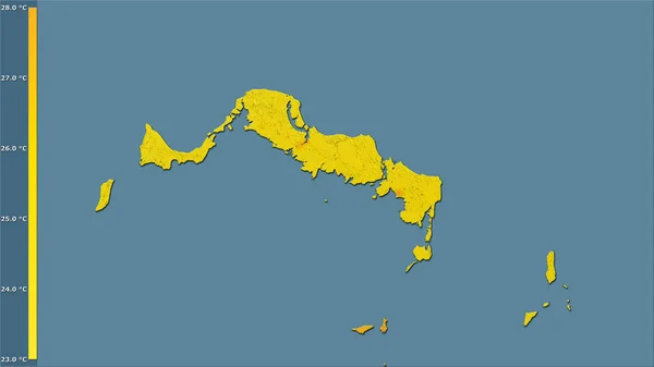Średnia Temperatura Najcieplejszego Kwartału Obszarze Wysp Turków Caicos Projekcji Stereograficznej — Zdjęcie stockowe