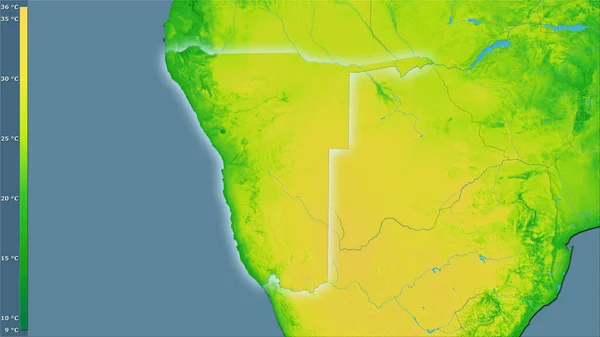 Variación Media Anual Temperatura Dentro Del Área Namibia Proyección Estereográfica — Foto de Stock