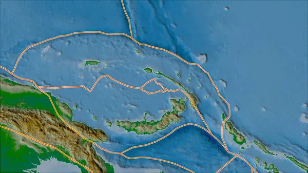 Płyty Tektoniczne Graniczą Fizyczną Mapą Obszarów Przylegających Obszaru Płyty Manus — Zdjęcie stockowe