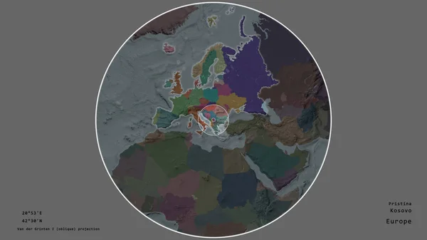 Zone Kosovo Marquée Cercle Sur Carte Grande Échelle Continent Isolé — Photo