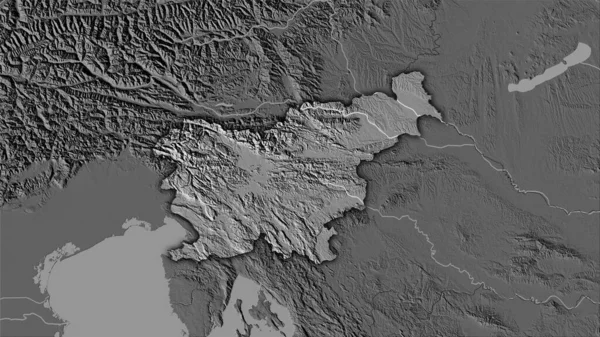 Área Eslovenia Mapa Elevación Bilevel Proyección Estereográfica Composición Cruda Capas — Foto de Stock