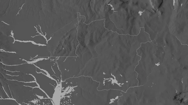 Северо Западный Провинция Замбия Карта Масштабе Grayscaled Лаками Риверами Форма — стоковое фото