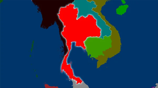 Área Tailandia Mapa Divisiones Administrativas Proyección Estereográfica Composición Cruda Capas —  Fotos de Stock