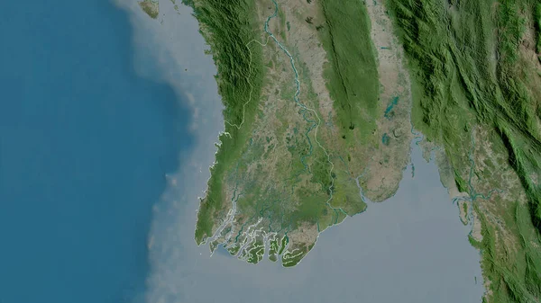 Ayeyarwady División Myanmar Imágenes Satélite Forma Delineada Contra Área País — Foto de Stock