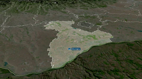 Giurgiu Grevskapet Rumänien Zoomade Och Belystes Med Kapital Satellitbilder Rendering — Stockfoto