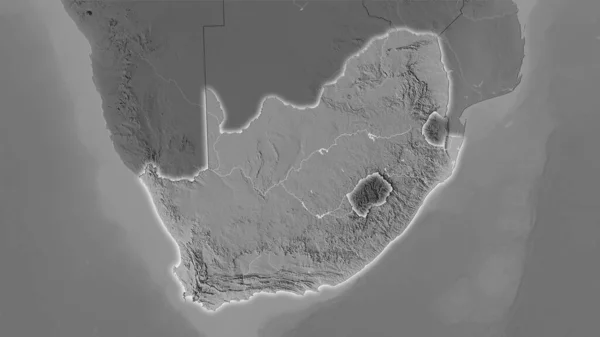 Área Sudáfrica Mapa Elevación Escala Grises Proyección Estereográfica Composición Cruda — Foto de Stock