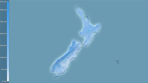 Niederschlag Des Trockensten Monats Raum Neuseeland Der Stereographischen Projektion Mit — Stockfoto