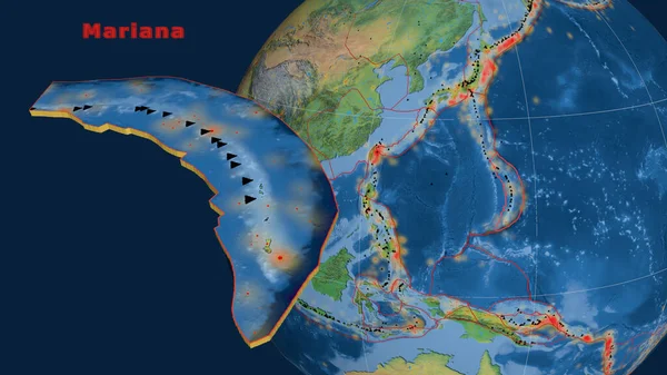Марианская Тектоническая Плита Описана Экструдирована Представлена Земном Шаре Природная Топографическая — стоковое фото