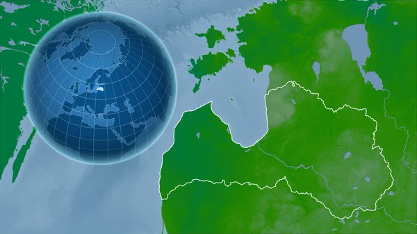 Lettonie Globe Avec Forme Pays Contre Carte Zoomée Avec Son — Photo