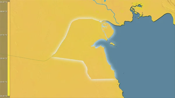 Variação Média Anual Temperatura Dentro Área Kuwait Projeção Estereográfica Com — Fotografia de Stock