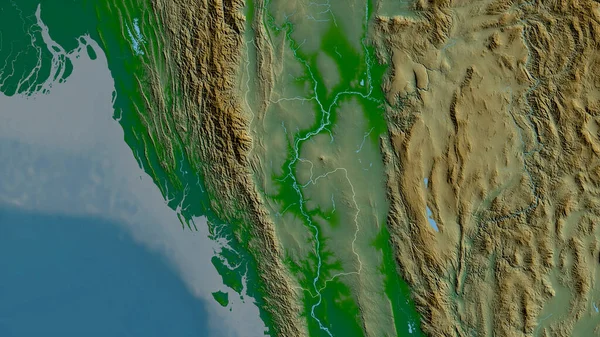 マグウェイミャンマー師団 湖や川と色シェーダーデータ 形状は その国の領域に対して概説 3Dレンダリング — ストック写真