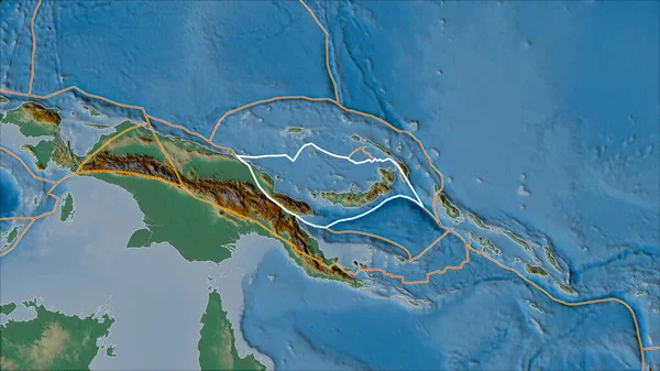 Placa Tectónica Del Sur Bismarck Bordes Placas Adyacentes Mapa Relieve — Foto de Stock