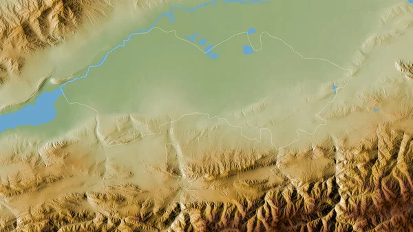 フェルガナ ウズベキスタンの地域 湖や川と色シェーダーデータ 形状は その国の領域に対して概説 3Dレンダリング — ストック写真
