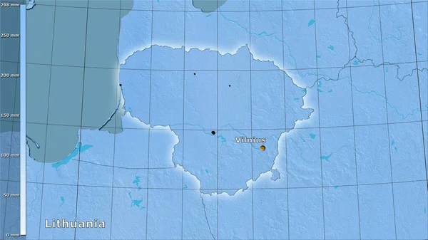 Précipitation Des Quartiers Les Humides Lituanie Dans Projection Stéréographique Avec — Photo