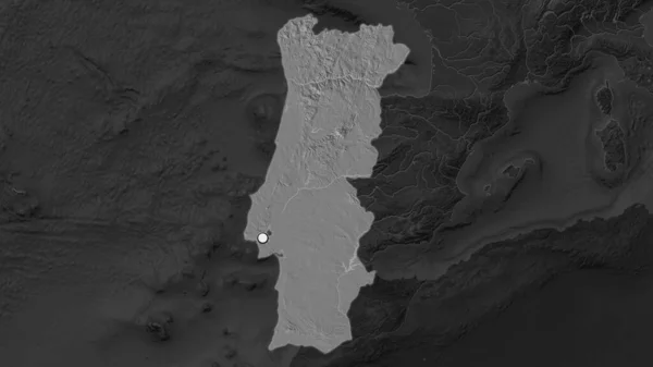 Zone Surlignée Portugal Avec Point Capital Sur Carte Désaturée Son — Photo