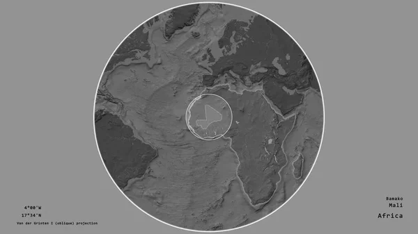 Bereich Von Mali Mit Einem Kreis Auf Der Großformatigen Landkarte — Stockfoto