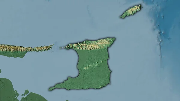 Trinidad Och Tobago Område Topografisk Relief Karta Stereografisk Projektion Sammansättning — Stockfoto