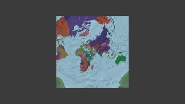 Quadro Quadrado Mapa Grande Escala Mundo Uma Projeção Oblíqua Van — Fotografia de Stock