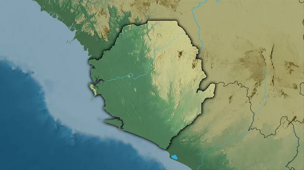 Área Serra Leoa Mapa Relevo Topográfico Projeção Estereográfica Composição Bruta — Fotografia de Stock