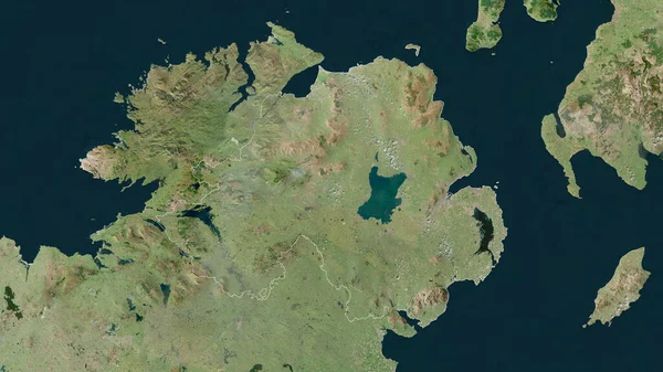 Northern Ireland Region United Kingdom Satellite Imagery Shape Outlined Its — Stock Photo, Image