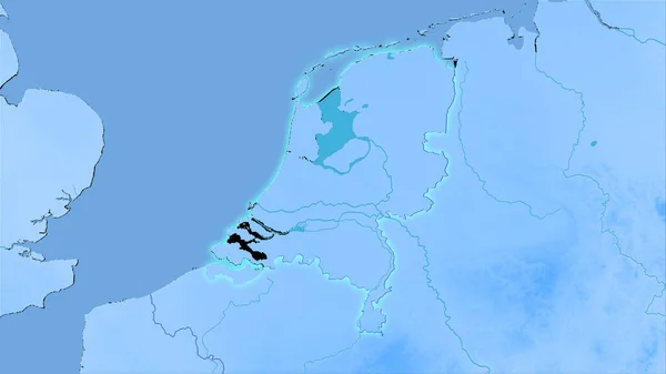 立体投影における年間降水量マップ上のオランダ領域 光輝く輪郭を持つラスター層の生の組成 — ストック写真