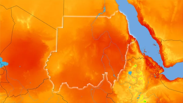 Zona Sudán Mapa Anual Temperatura Proyección Estereográfica Composición Cruda Capas — Foto de Stock