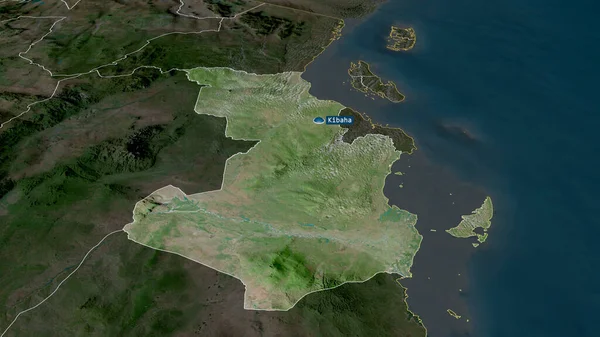 Pwani Region Tanzania Zoomed Highlighted Capital Satellite Imagery Rendering — Stock Photo, Image