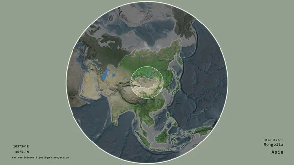 Zona Mongolia Marcada Con Círculo Mapa Gran Escala Del Continente — Foto de Stock