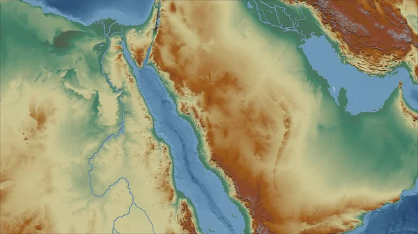 Arabie Saoudite Perspective Rapprochée Pays Pas Grandes Lignes Carte Topographique — Photo