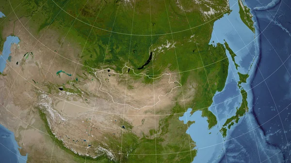 Mongoliet Grannskap Avlägset Perspektiv Med Kontur Landet Satellitbilder — Stockfoto