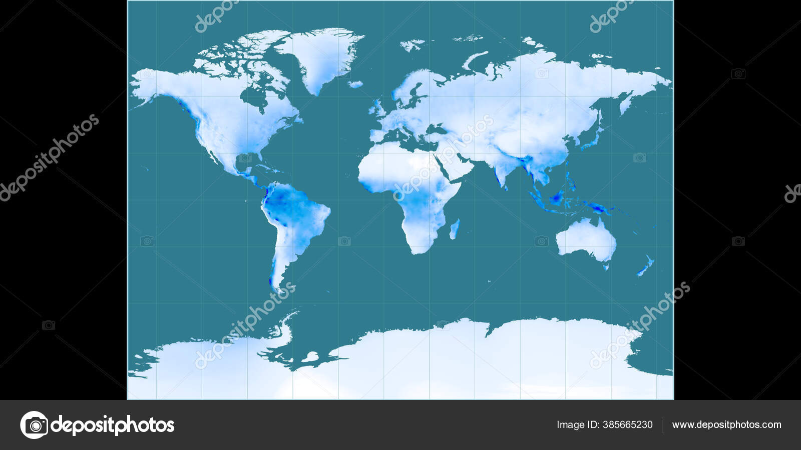 World Map Miller Cylindrical Projection Centered East Longitude Mean