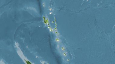Uydu D haritasında stereografik projeksiyondaki Vanuatu alanı - raster katmanlarının ham bileşimi