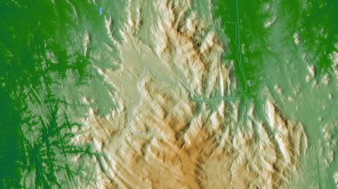 Kandy, Sri Lanka bölgesi. Gölleri ve nehirleri olan renkli gölge verileri. Ülke alanına göre şekillendirilmiş. 3B görüntüleme