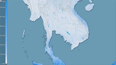 Tayland bölgesindeki en kuru çeyrekliğin efsanevi stereografik projeksiyonla yağışı - raster tabakalarının ham bileşimi