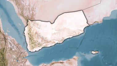 Stereografik projeksiyonda Yemen bölgesi C haritası üzerinde - koyu parlak çizgili raster tabakalarının ham bileşimi